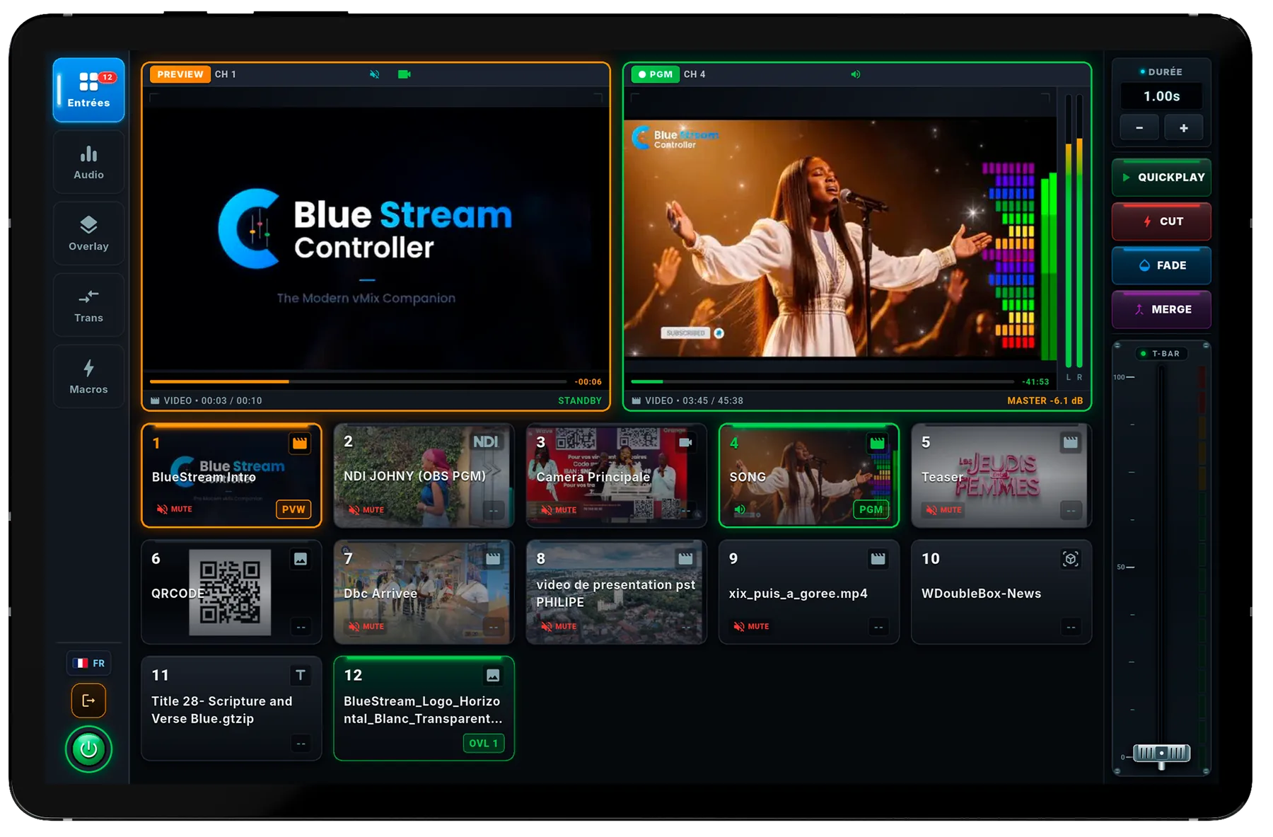 Program Control Button Blue Stream Controller · Your vMix control room in your hand